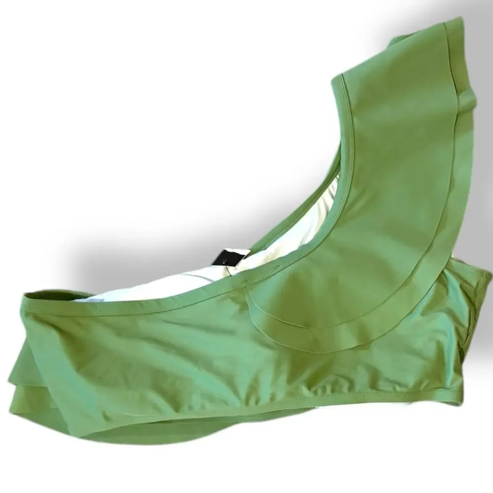 Eloquii Dramatic Ruffle One Shoulder Bikini Top